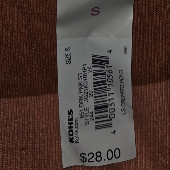 NWT SO Stripe Long Sleeve Collared Crop Top - Picture 4 of 4